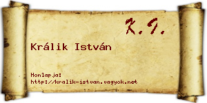 Králik István névjegykártya